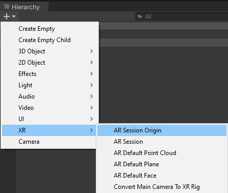 Figure 08: Add the AR Session Origin to the Scene