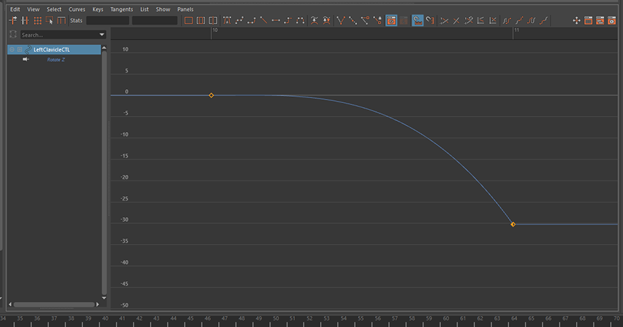 Figure 03: In Maya, this is what your curves should look like from one frame to the next.