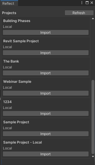 Figure 04: The Reflect import window.