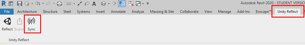Figure 05: The Unity menu in Revit