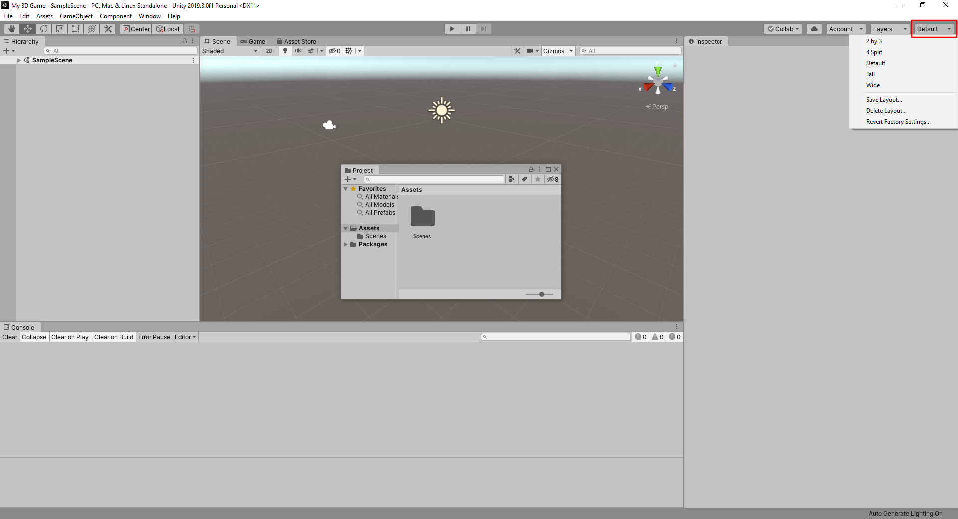Figure 03: The preset Editor Layout list