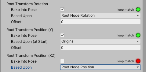 Figure 07: Bake Into Pose enabled in the Root Transform Position (Y)