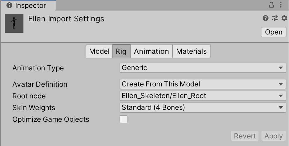 Figure 02: Rig Import Settings