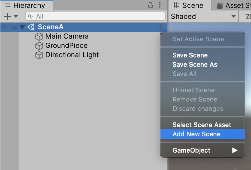 Figure 03: Adding a new Scene