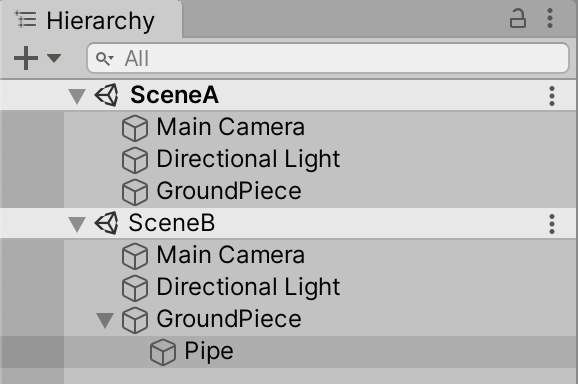 Figure 07: Transferring assets from one Scene to another is as simple as drag and drop.