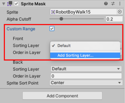 Figure 02: Additional Custom Range properties for Sprite Mask, when checkbox is enabled.