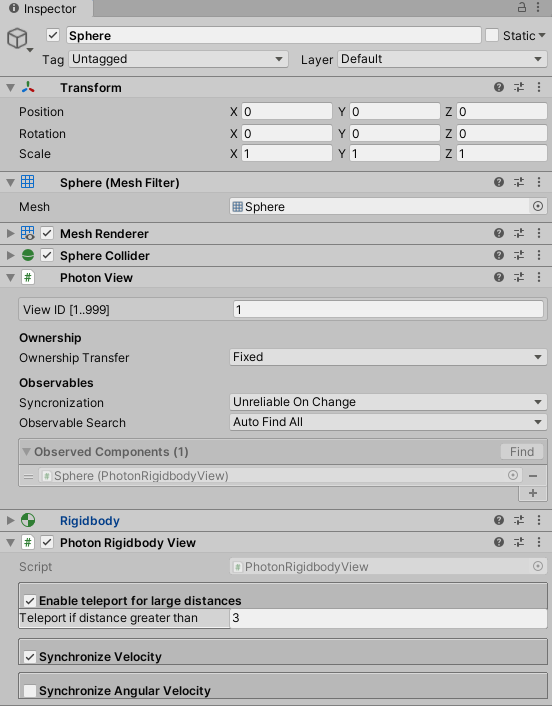 Configuring Photon Rigidbody Views