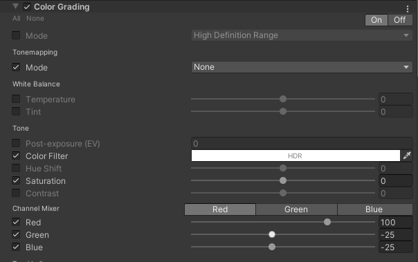Alt-text: The Color Grading settings are shown.