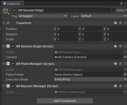 Figure 08: Add and configure the AR Session Origin