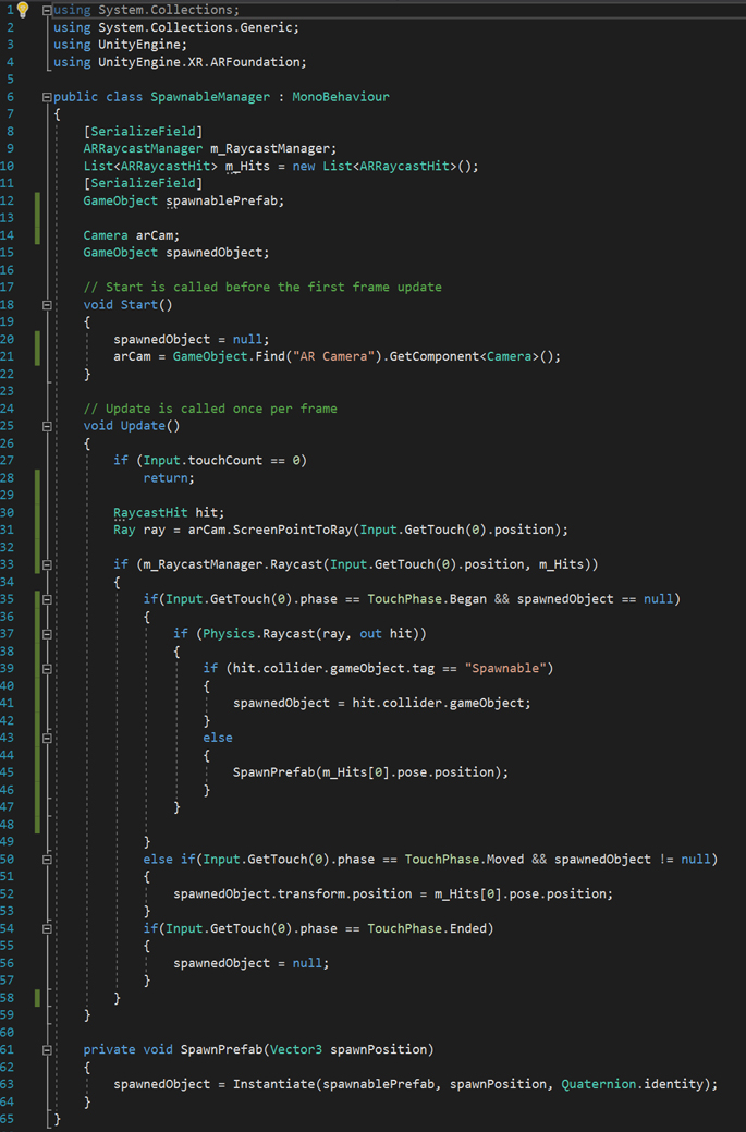Figure 11: The completed SpawnableManager script