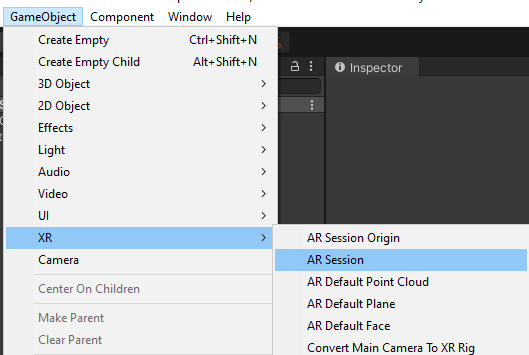 Figure 04: Adding the AR Session to the Scene