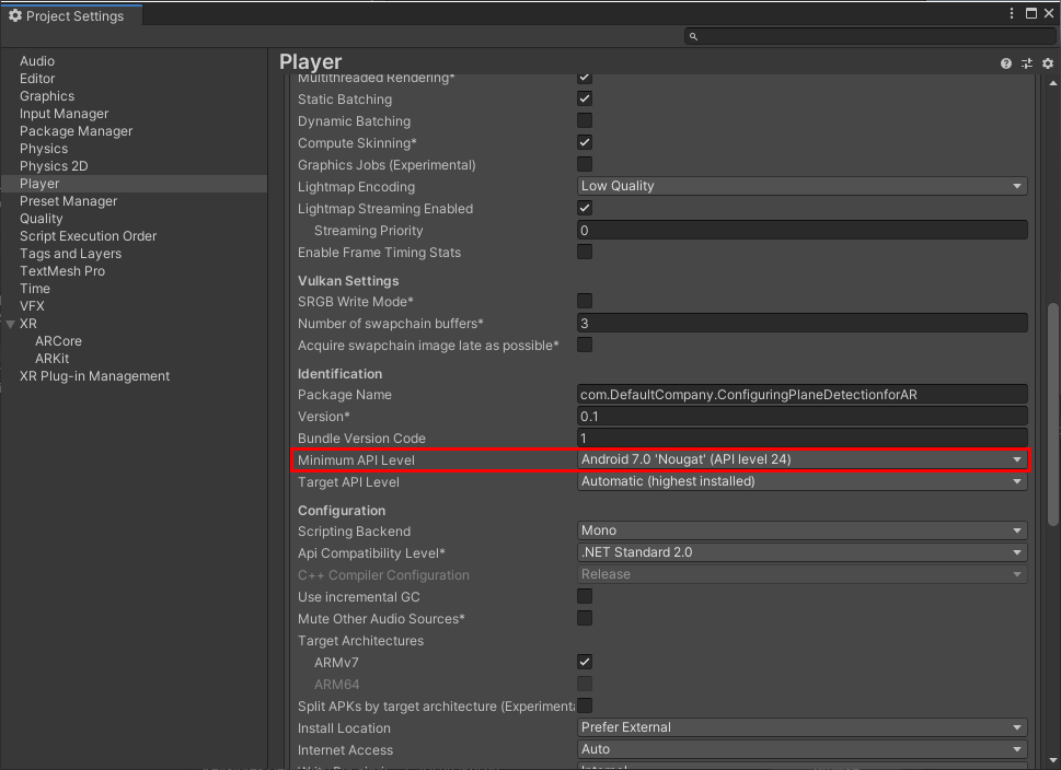 Figure 14: Set the Minimum API Level to API level 24 or higher.