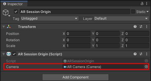 Figure 07: AR Session Origin Camera field