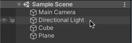 Hovering over a GameObject in the Unity Hierarchy.