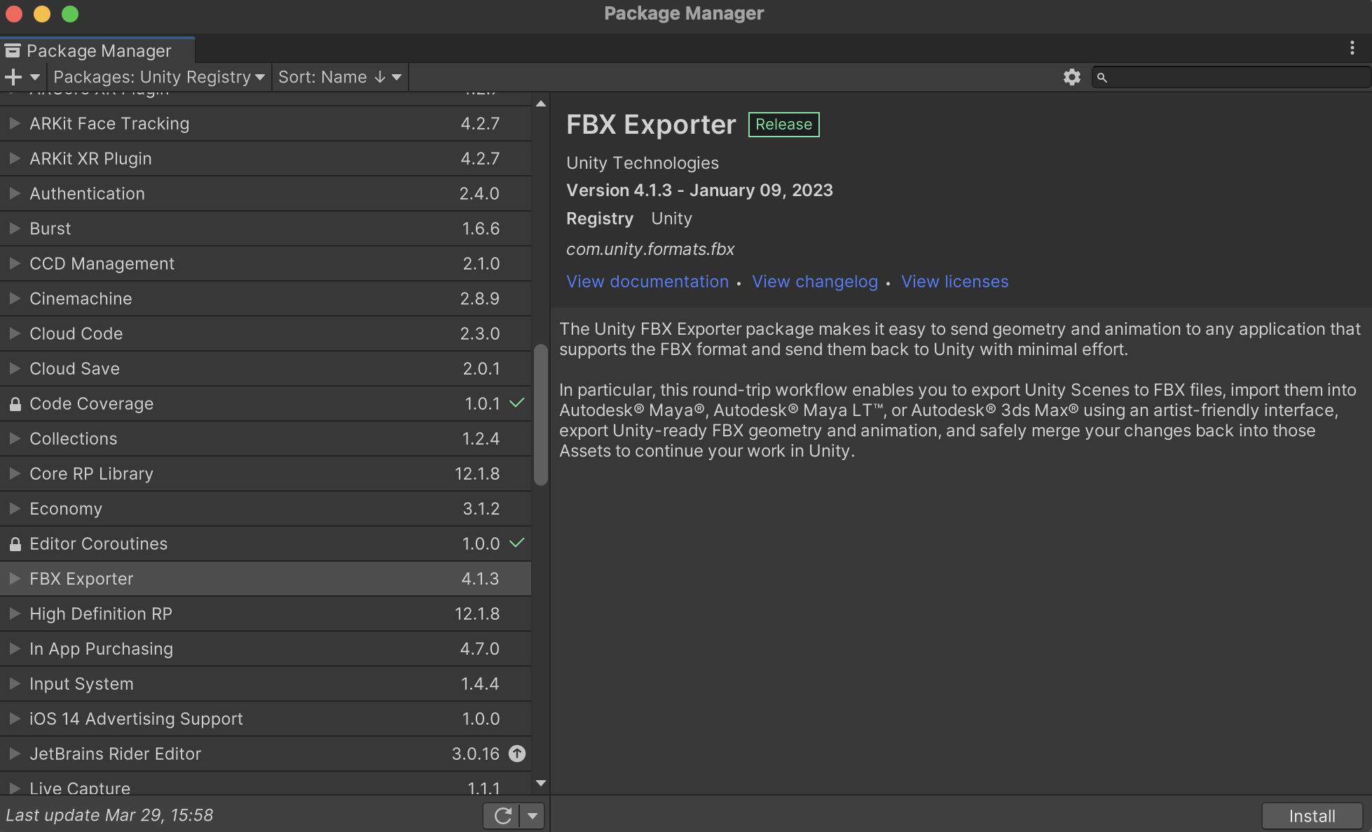 b858196d-5abb-4378-9187-dbb93ffdc832_Figure_01_FBX_Exporter_in_the_Package_Manager_with_Show_Preview_enabled.png