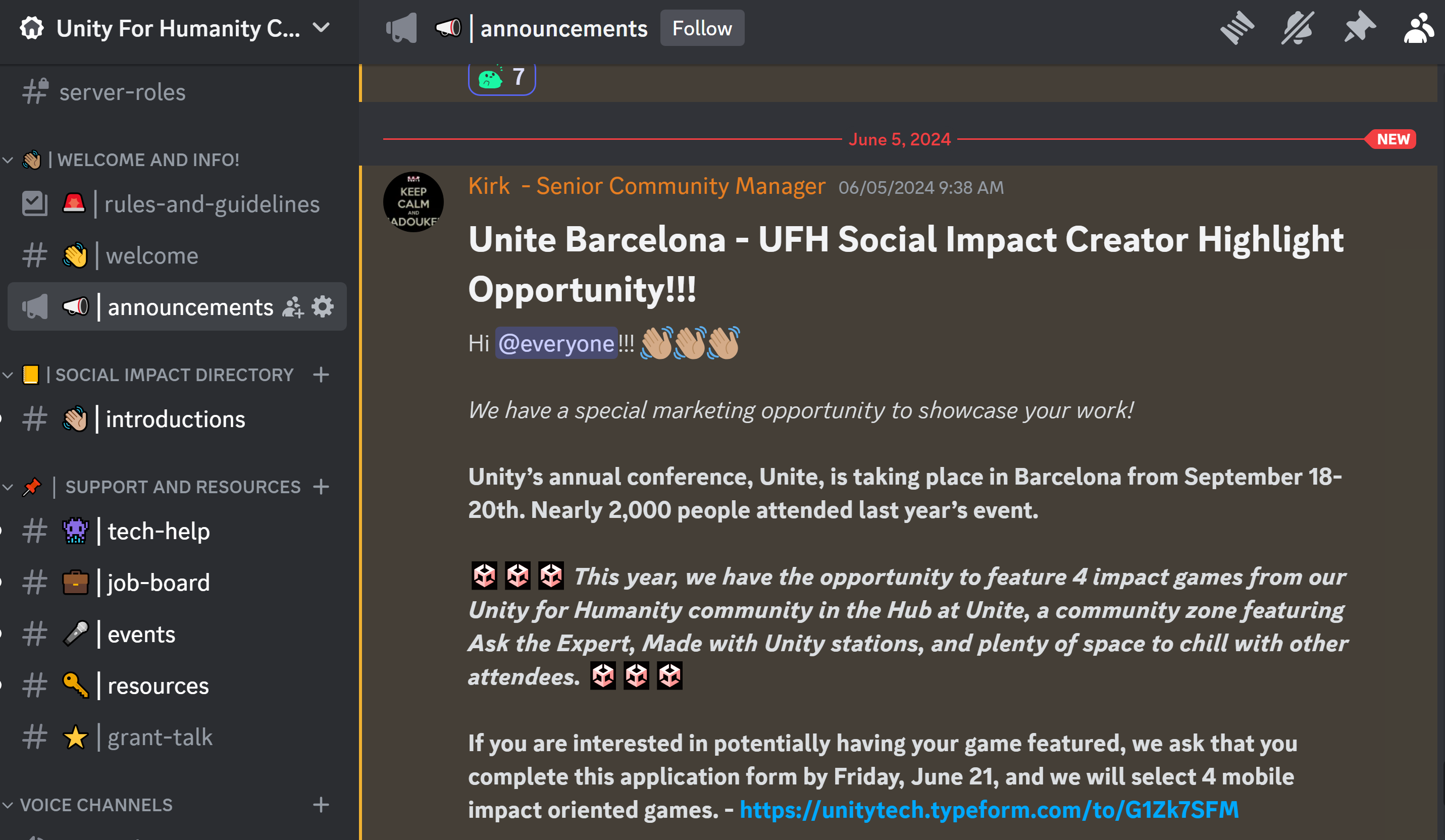Unity for Humanity discord server